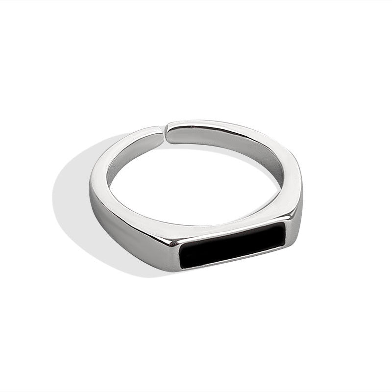 Sterling Silver Modern Wind Black Ring